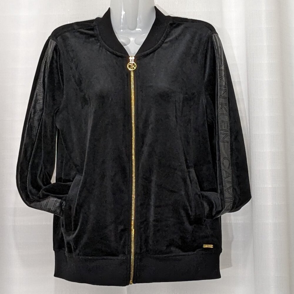 Calvin Klein Women Zip Up  Jacket Velvet Cute Long Sleeve Hoodies Tops Casual